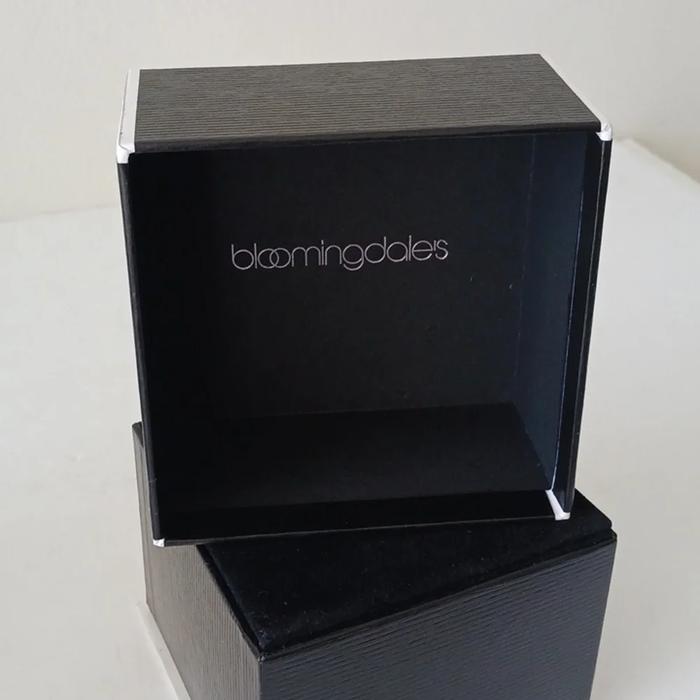 Jewelry Gift Box Bloomingdales Cardboard Black & White Square